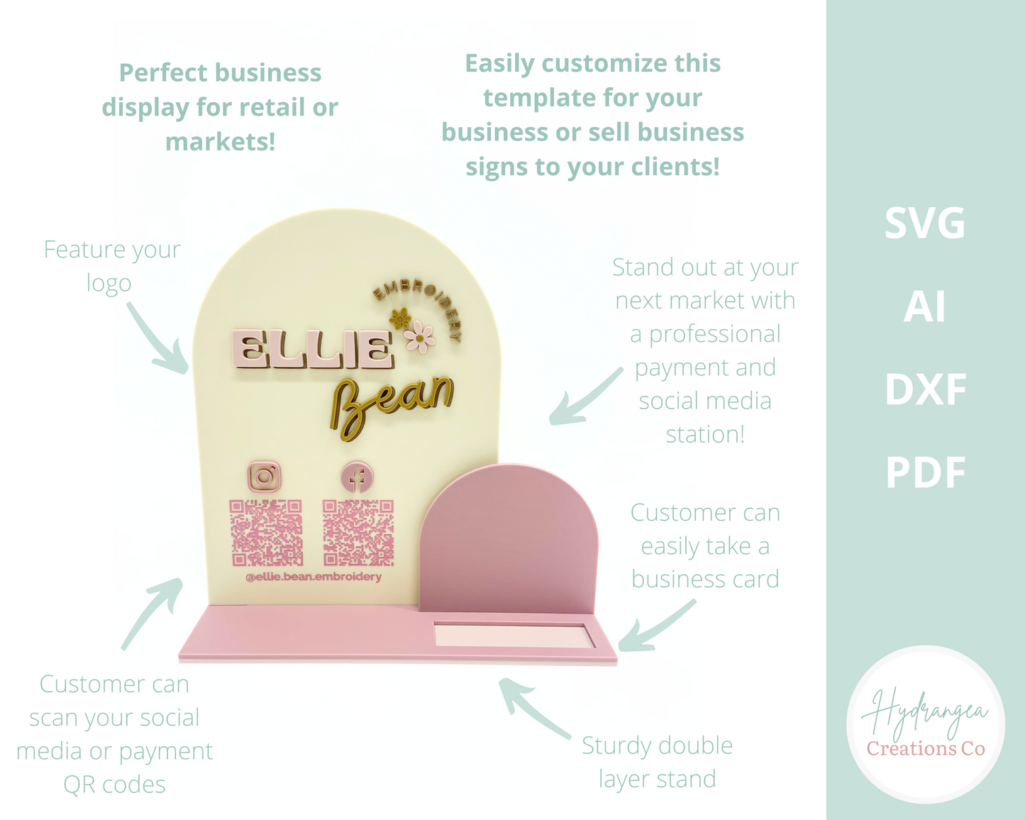 Business Card Holder QR Code Sign | Laser Cut SVG File