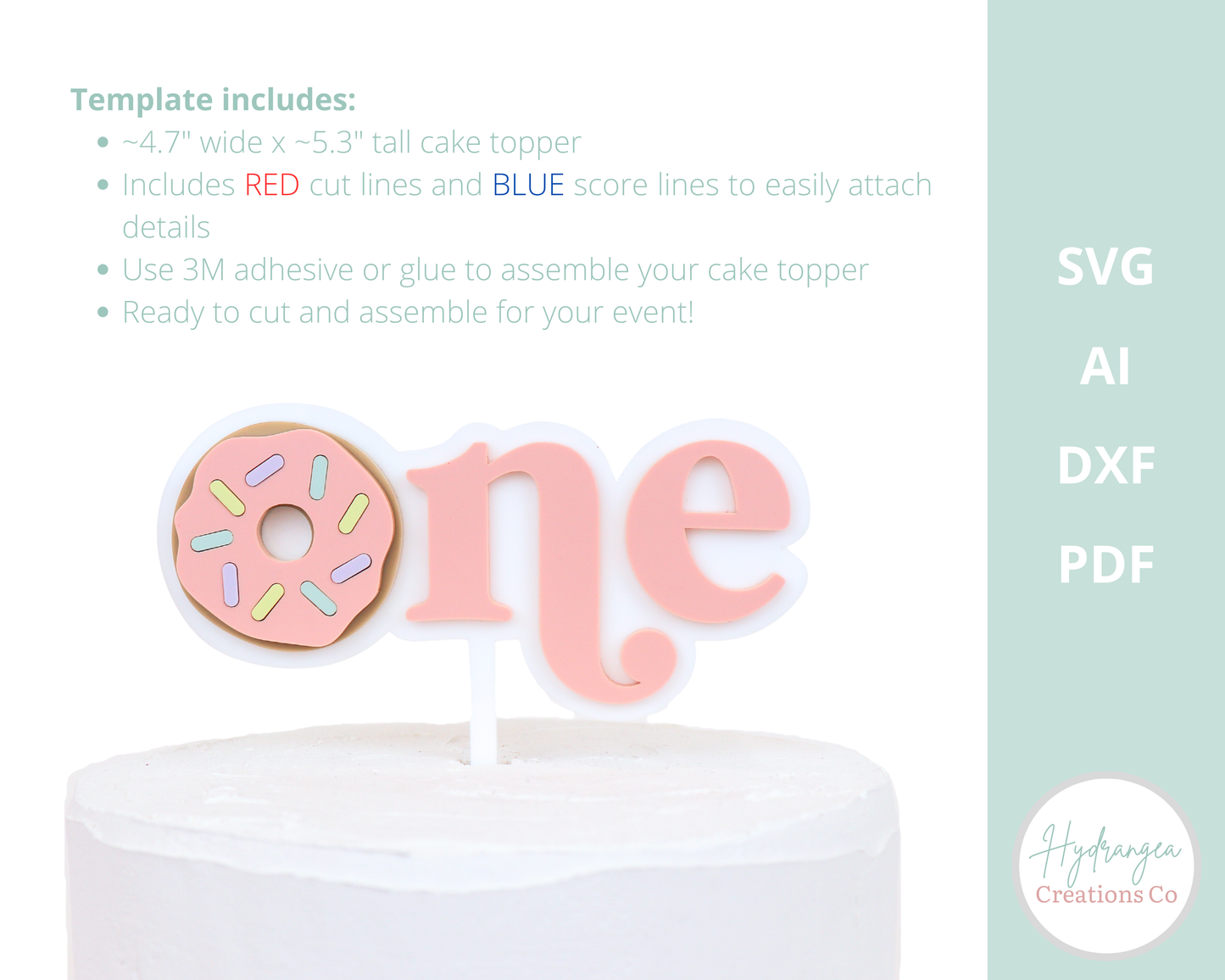 One Donut Cake Topper | Laser Cut SVG File