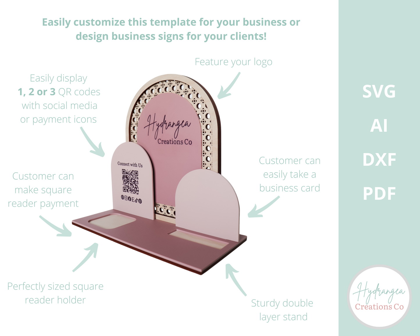 Rattan Triple Arch Square Reader Business Card Holder | Laser Cut SVG File