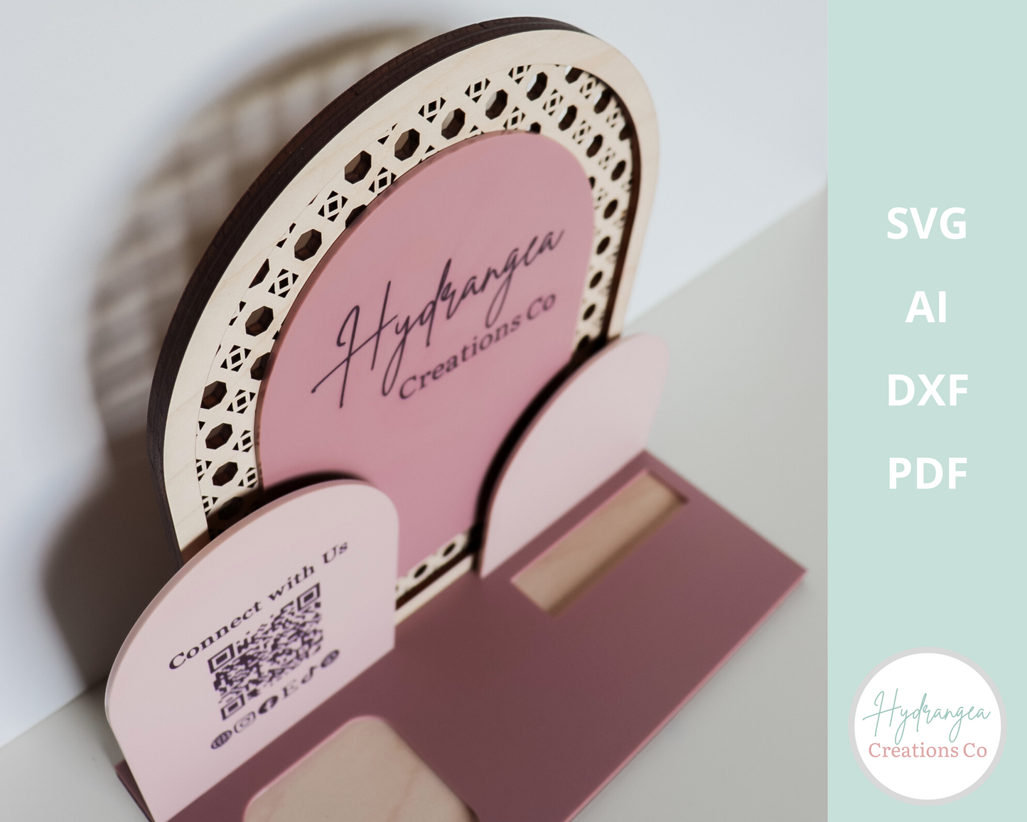Rattan Triple Arch Square Reader Business Card Holder | Laser Cut SVG File