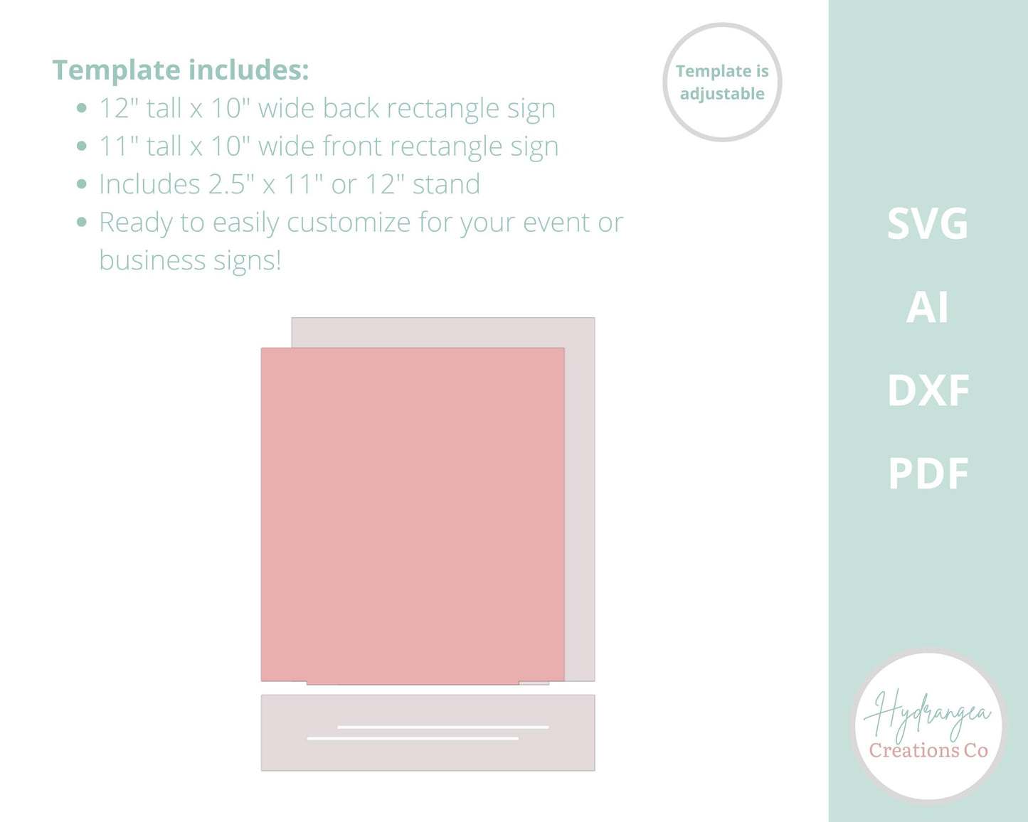 Double Rectangle Sign With Stand Template SVG Signature Drink Wedding Bar Menu Sign, Social Media, Payment QR Code, Glowforge Laser Cut File