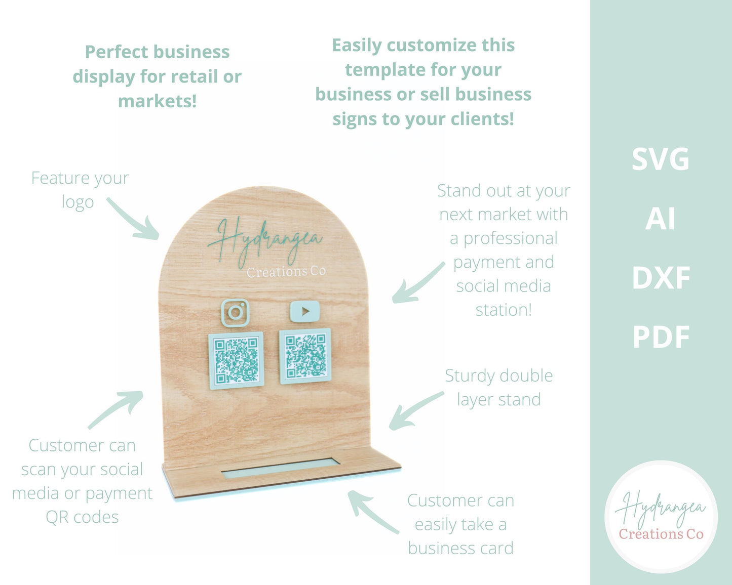 Arch QR Code Business Card Holder Laser SVG Cut File | Payment Scan to Pay Sign | Business Card Holder | Market Craft Show Display