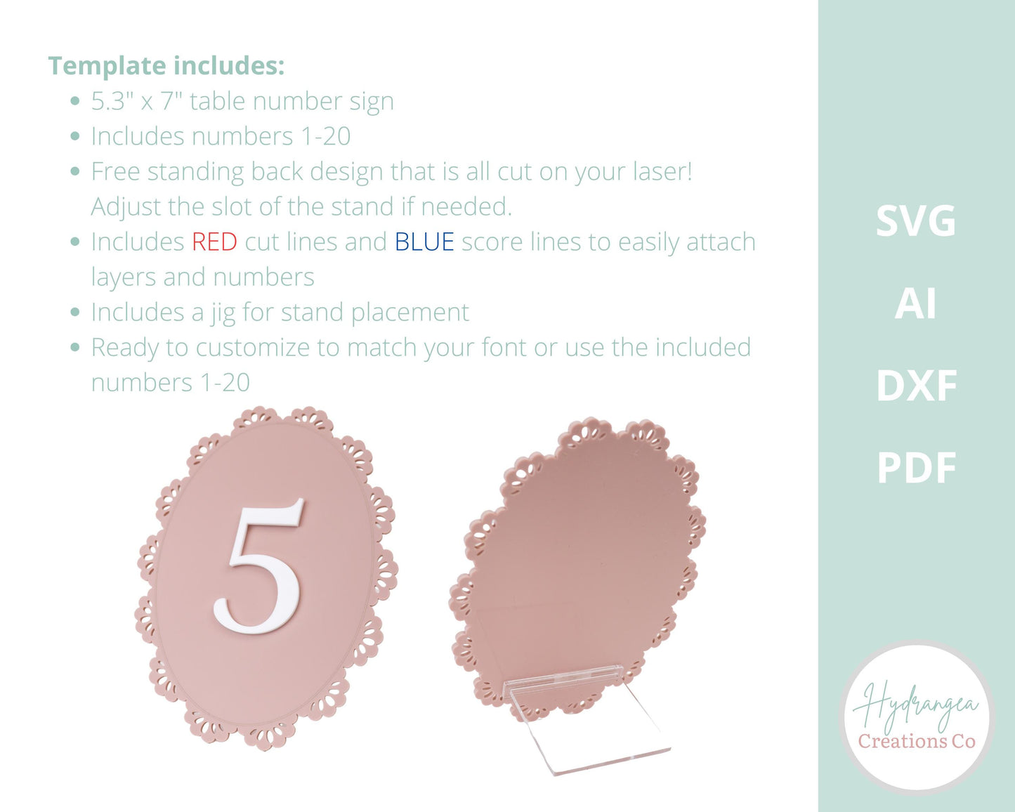 Lace Table Number Template SVG Signage | Signature Drink Sign | Social Media Sign | Bridal Wedding Shower Game QR Code | Laser Cut File