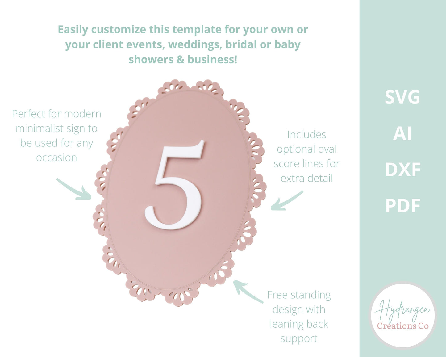 Lace Table Number Template SVG Signage | Signature Drink Sign | Social Media Sign | Bridal Wedding Shower Game QR Code | Laser Cut File