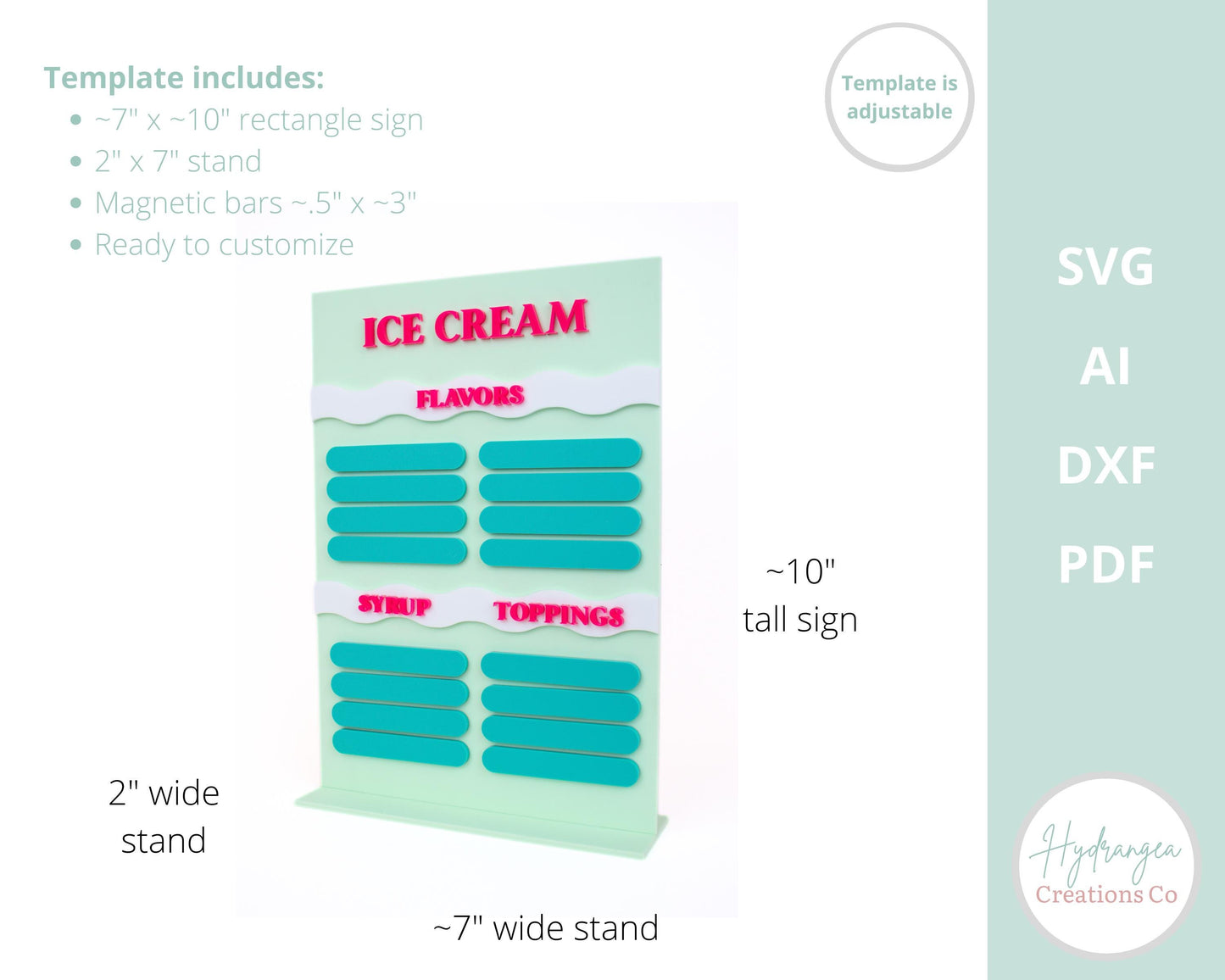 Magnetic Flavor Sign Interchangeable Laser File SVG | Market Craft Show Retail Display | Acrylic Product Price List Sign | Ice Cream Menu