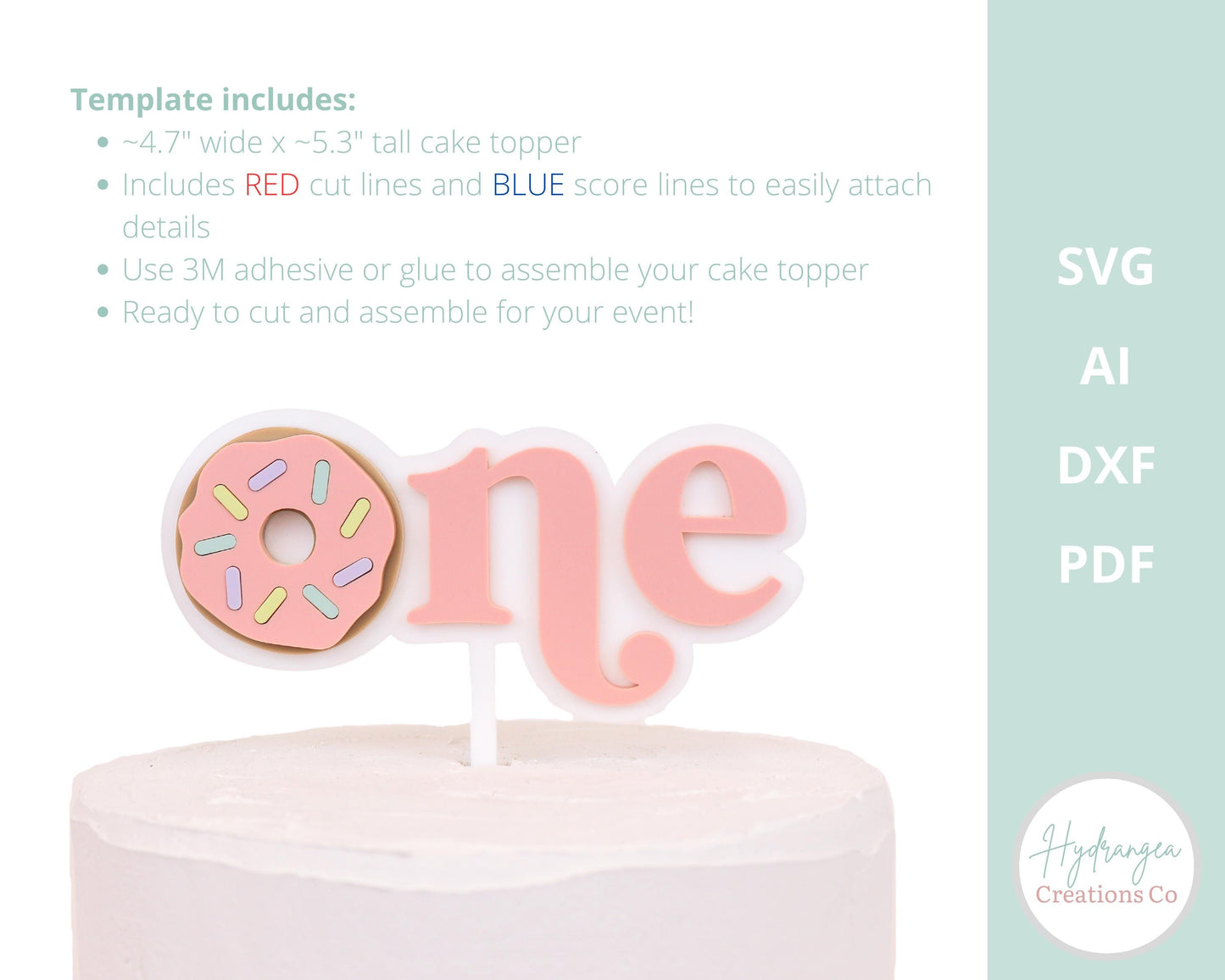 One Birthday Cake Topper SVG Laser Cut File | Donut Sweet Theme Birthday Party | Event Decor Laser File | Glowforge SVG Files