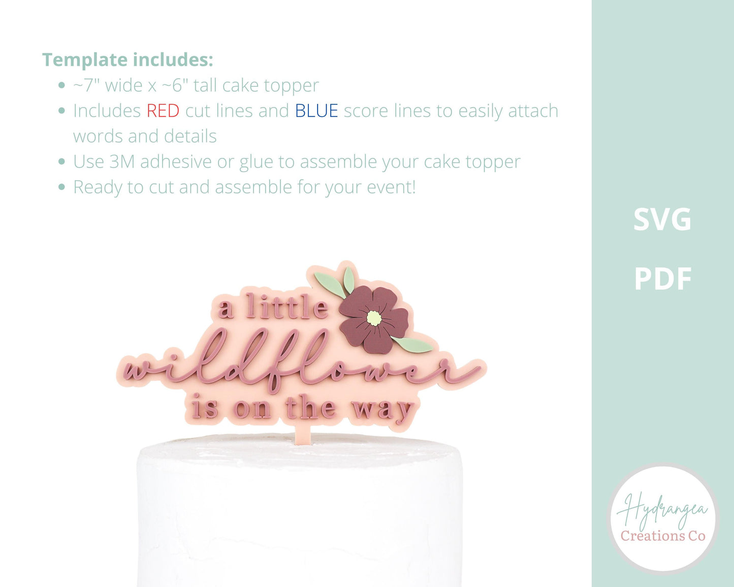 Wildflower Cake Topper SVG Laser Cut File | Baby Shower Floral Decor | Baby Shower Sign | Event Decor Laser File | Glowforge SVG Files