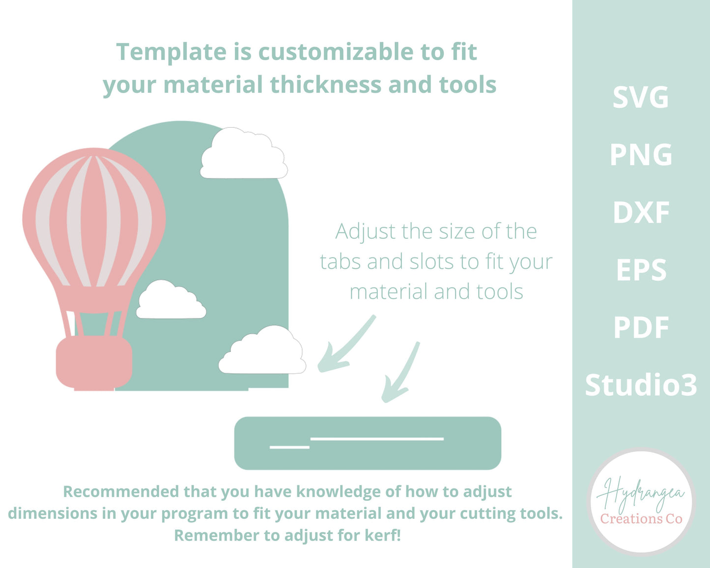 Hot Air Balloon Sign SVG Sign with Stand Template | Birthday, Baby Shower, Welcome Sign | Teddy Bear, Bearly Wait | Glowforge Laser Cut File