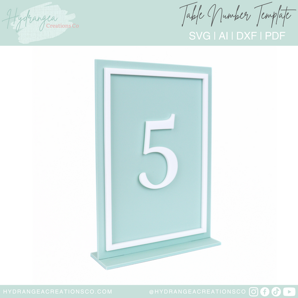 Rectangle Table Number | Laser Cut SVG File – Hydrangea Creations Co