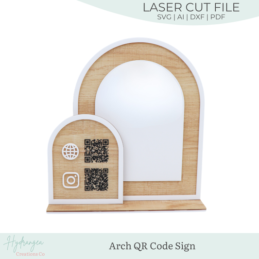 Double Arch Framed QR Code Sign | Laser Cut SVG File
