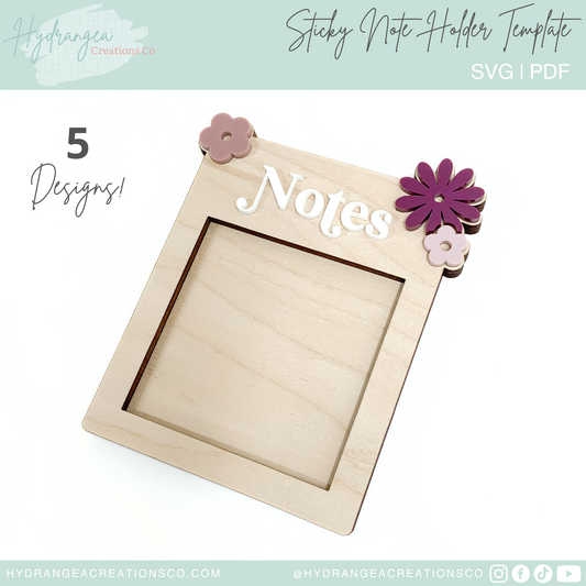 Floral Sticky Note Pad Holder | Laser Cut SVG File