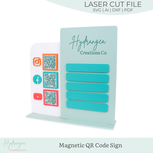 Magnetic QR Code Business Sign | Laser Cut SVG File