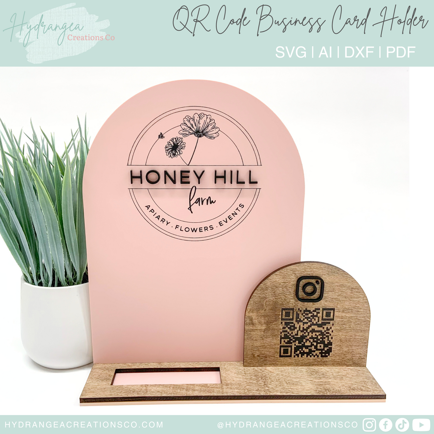 Business Card Holder QR Code Sign | Laser Cut SVG File