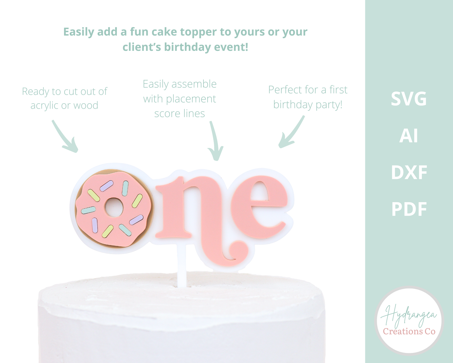 One Donut Cake Topper | Laser Cut SVG File
