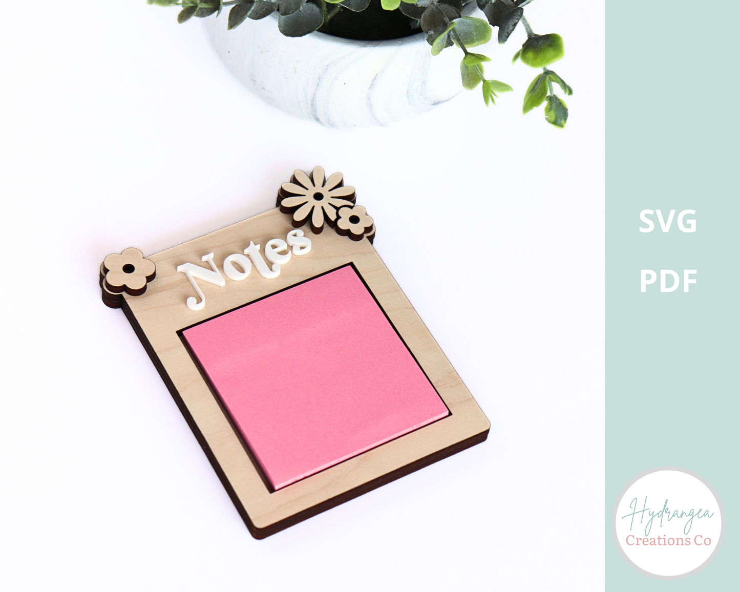 Floral Sticky Note Pad Holder | Laser Cut SVG File