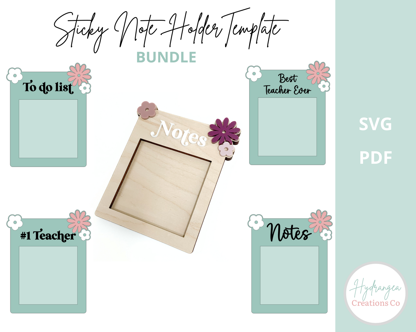 Floral Sticky Note Pad Holder | Laser Cut SVG File