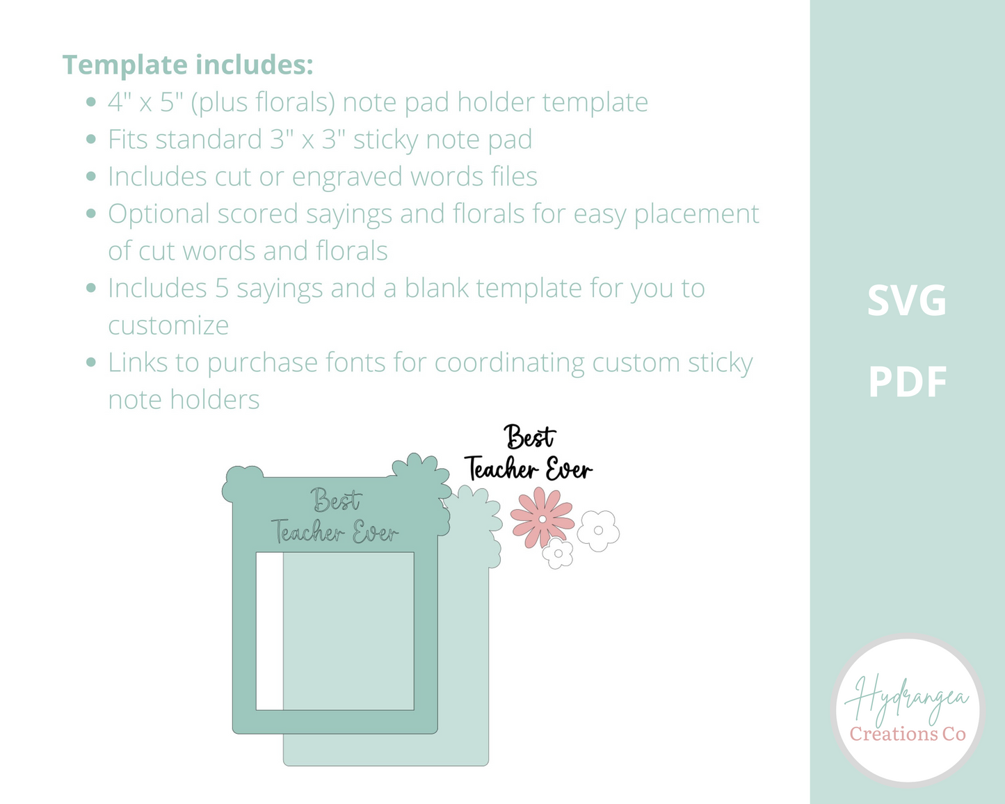 Floral Sticky Note Pad Holder | Laser Cut SVG File