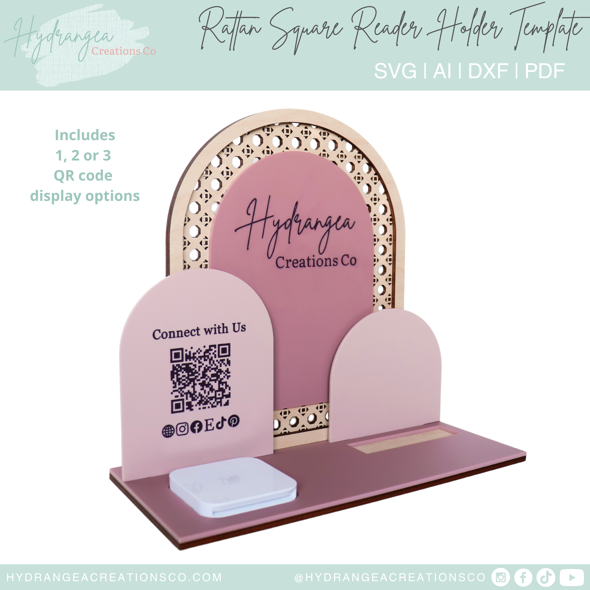 Rattan Triple Arch Square Reader Business Card Holder | Laser Cut SVG ...