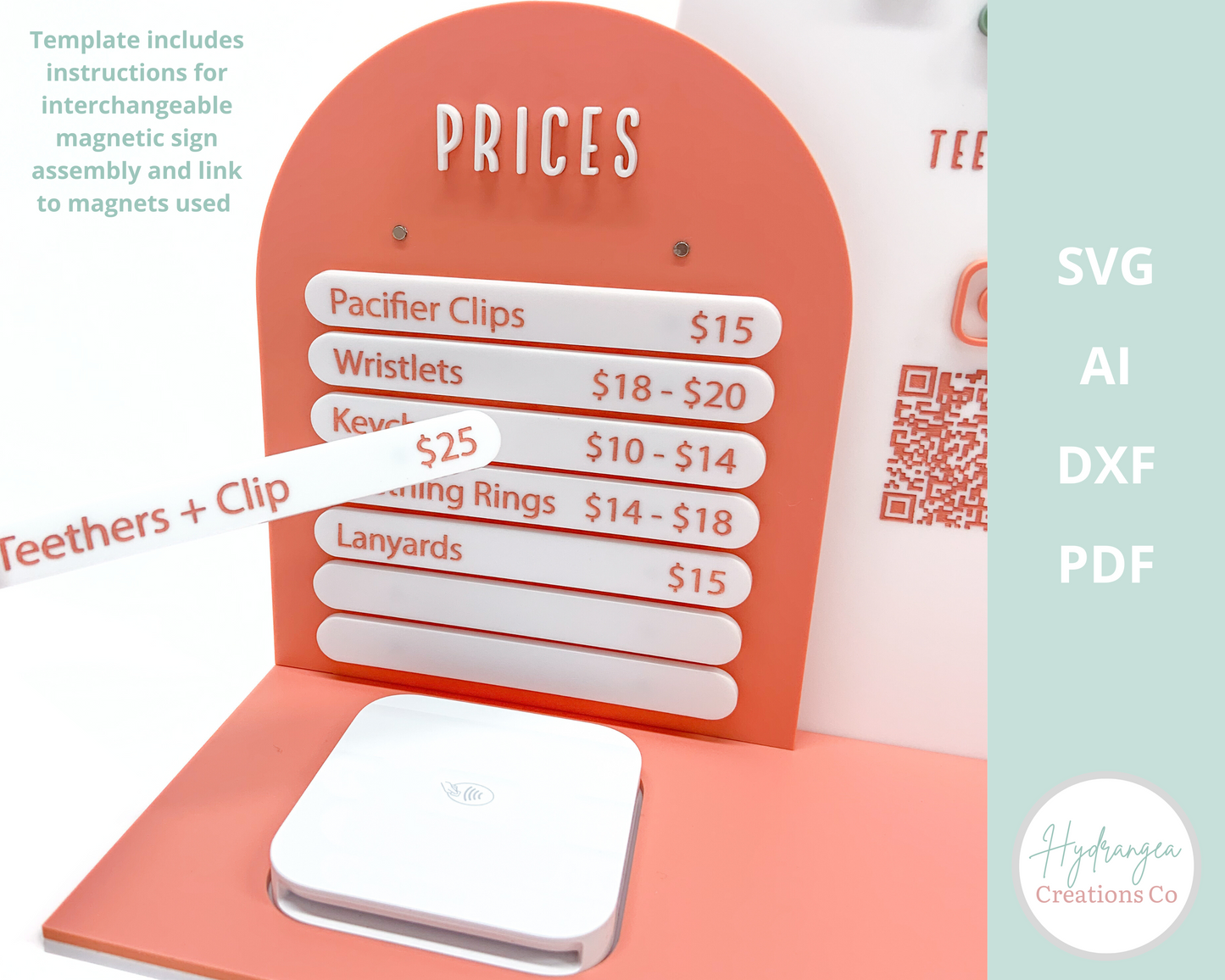 Square Reader Magnetic Interchangeable Pricing Sign | Laser Cut SVG File