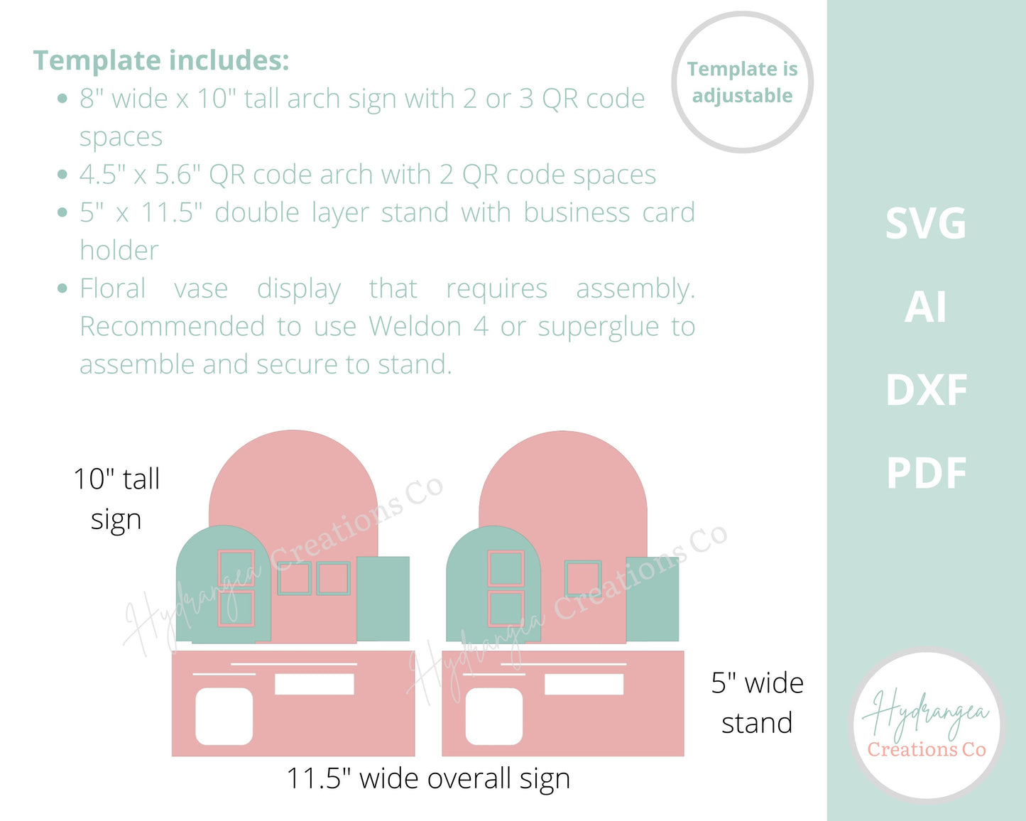 Floral Vase QR Code Social Media Payment Square Reader Business Card Holder Sign Laser File SVG | Arch Vendor Market Craft Show Display