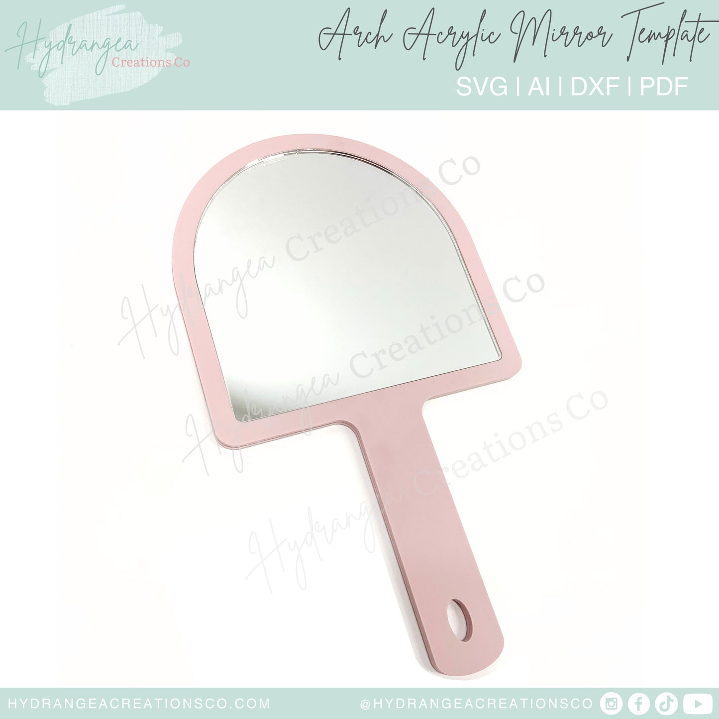 Acrylic Mirror SVG Laser Cut File | Arch Logo Hand Held Beauty Salon Lash Tech | Personalized Make Up Bride Bridesmaid Mother Daughter Gift