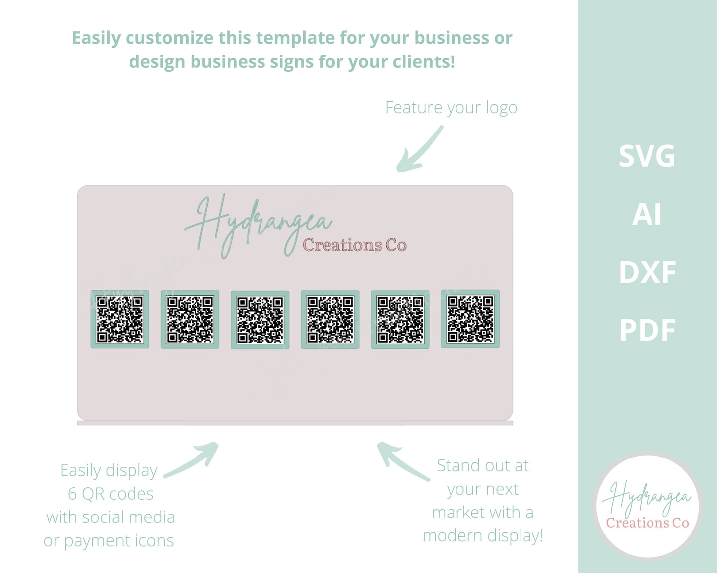 6 QR Code Social Media Sign Acrylic Laser SVG Cut File | Venmo Payment Scan to Pay Sign | Modern Market Craft Show Pop Up Shop Display