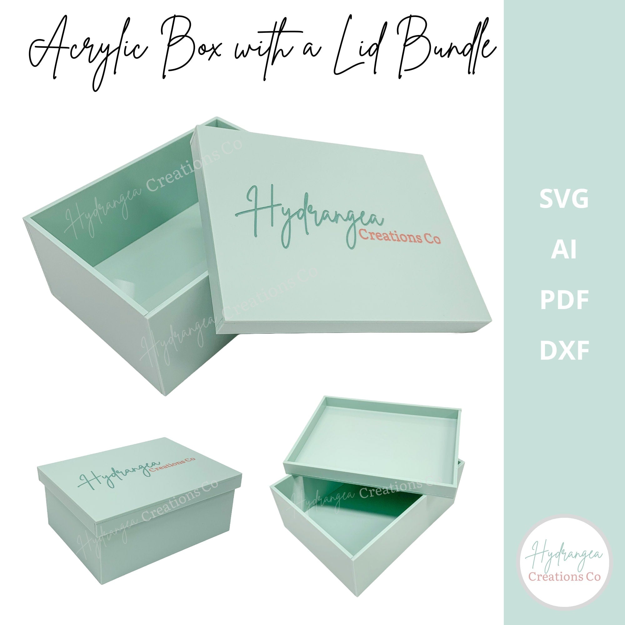 Acrylic Box with Lid | Laser Cut SVG File – Hydrangea Acrylic Box with Lid | Laser Cut SVG File – Hydrangea