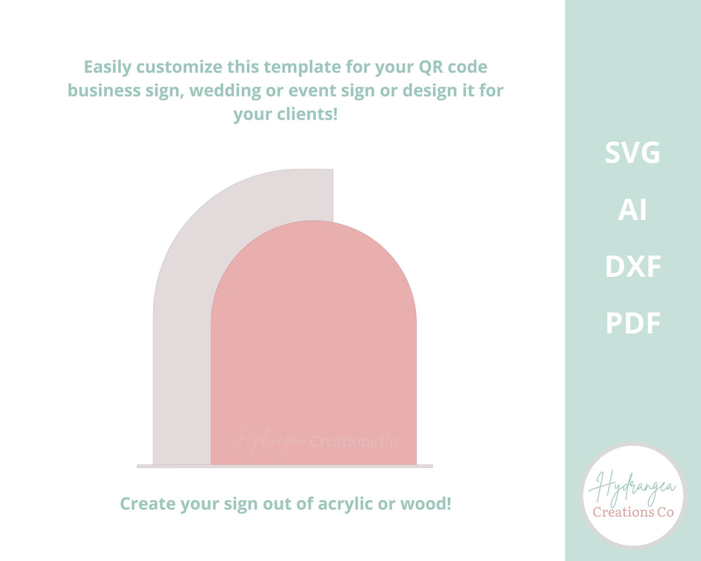 Arch Sign Template SVG Wedding Signage | Signature Drink Bar Menu | Social Media Sign | Half Arch | Bridal Shower QR Code | Laser Cut File