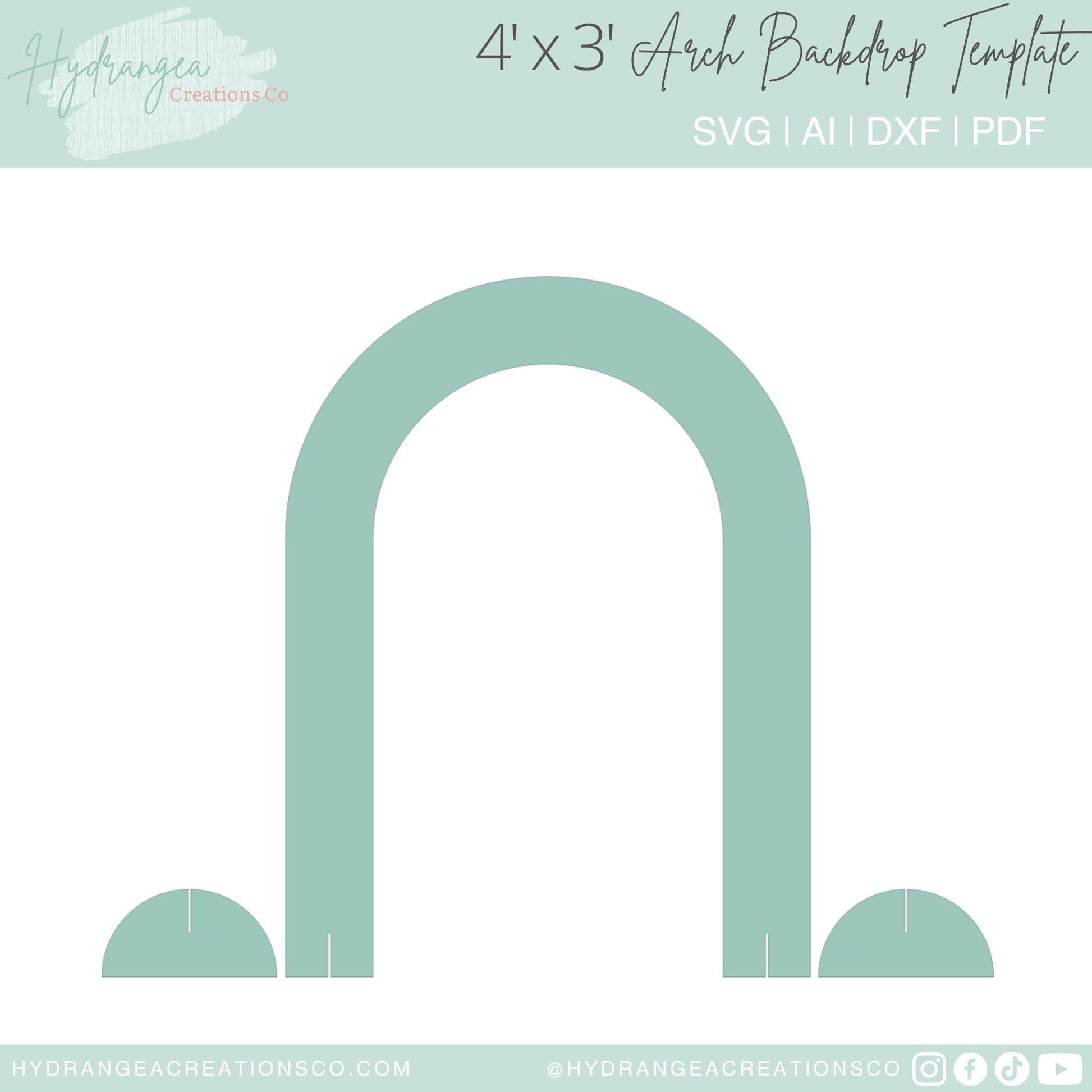 4' x 3' Arch Backdrop Template SVG | Balloon Arch Party Photo Prop Wall | Laser Cut File