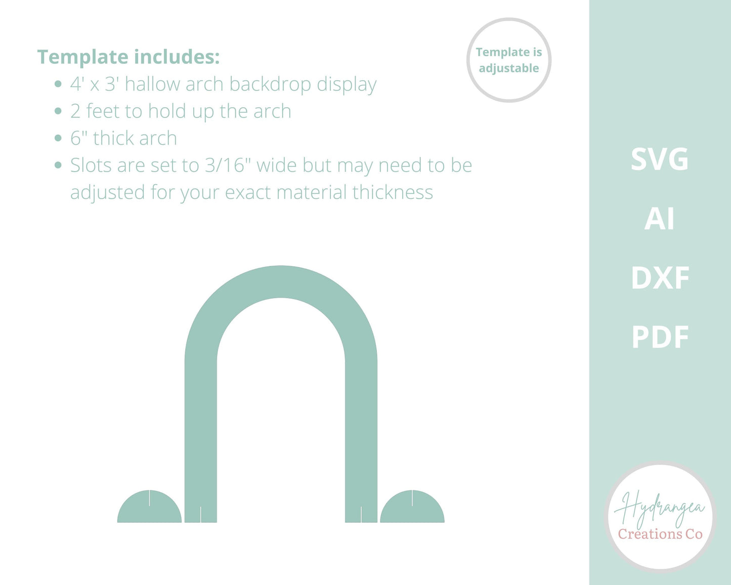 4' x 3' Arch Backdrop Template SVG | Balloon Arch Party Photo Prop Wall | Laser Cut File