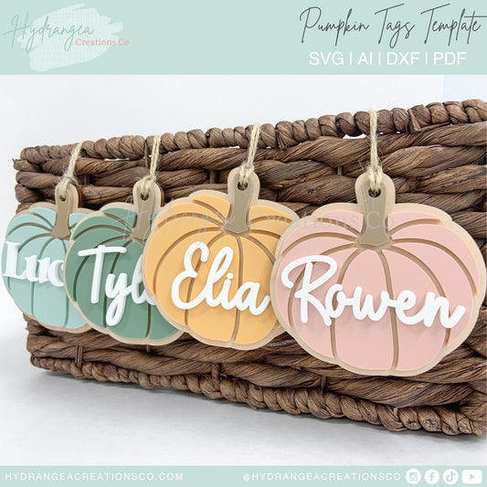 Pumpkin Halloween Basket Name Tag - Laser Template