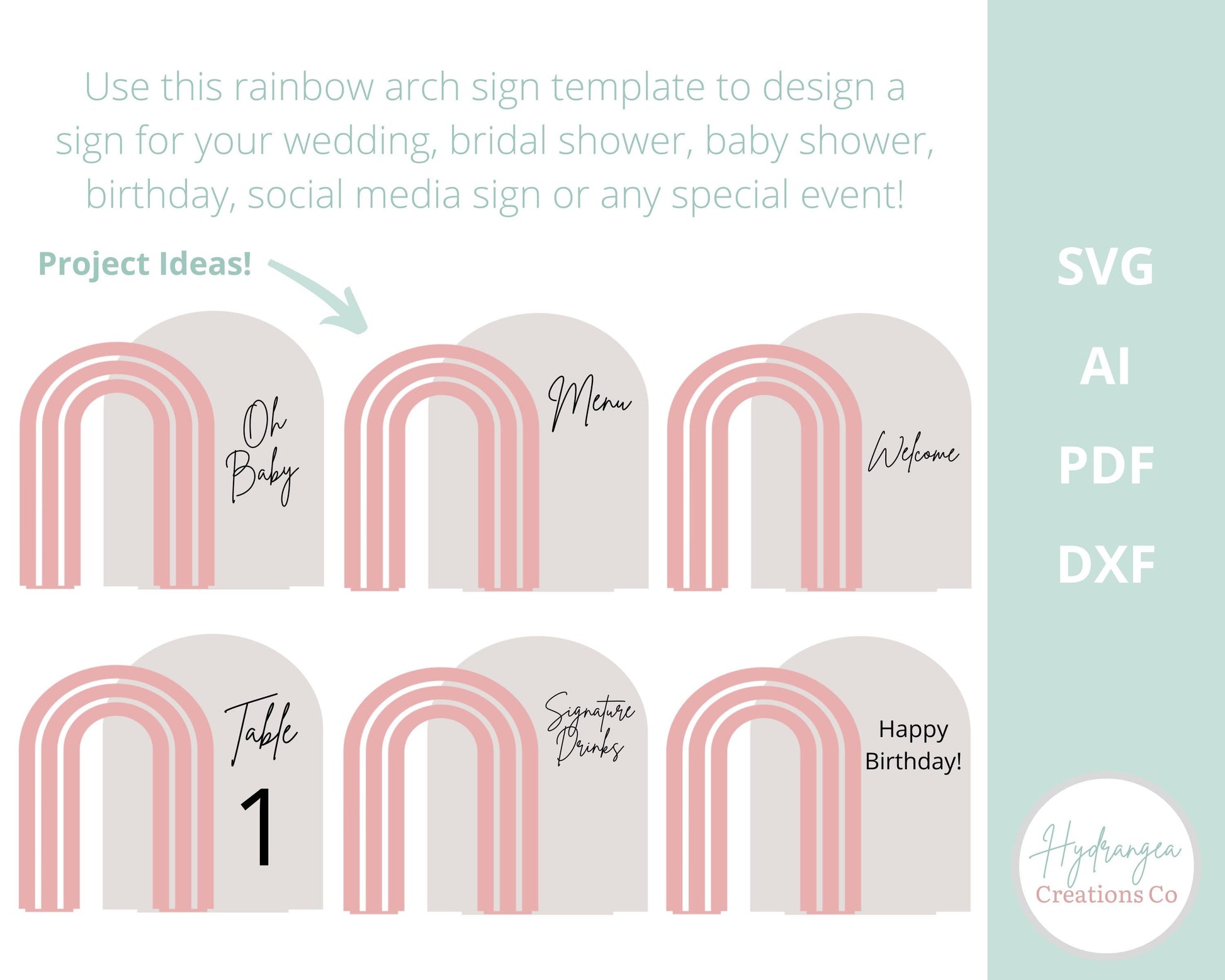 Rainbow Arch Sign SVG | Glowforge Laser Cut Files | Boho Mid-century Modern Chiara Arch Sign Template | Acrylic Wooden Triple Rainbow Sign