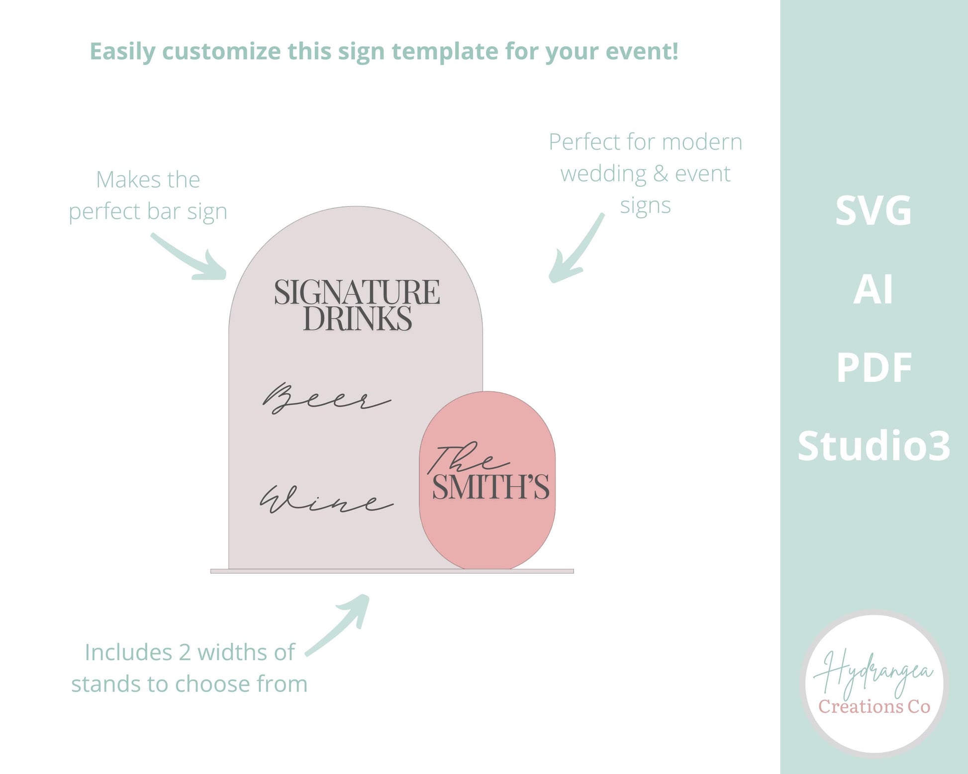 Arch Oval Acrylic Bar Menu Sign Laser Cut File SVG Event Signage Template, Wedding, Bridal Shower, Social Media, QR Code, Signature Drink