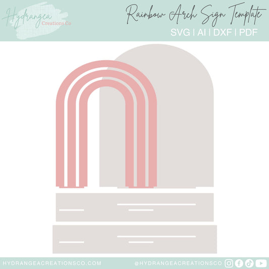 Rainbow Arch Sign SVG | Glowforge Laser Cut Files | Boho Mid-century Modern Chiara Arch Sign Template | Acrylic Wooden Triple Rainbow Sign