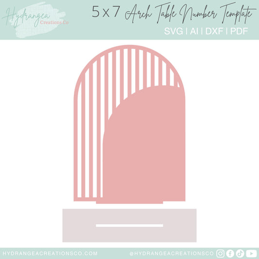 Modern Half Arch Table Numbers SVG Wedding Table Decor | Acrylic Sign Template | Unique Slats Gateway Signage | Glowforge Laser Cut File DXF