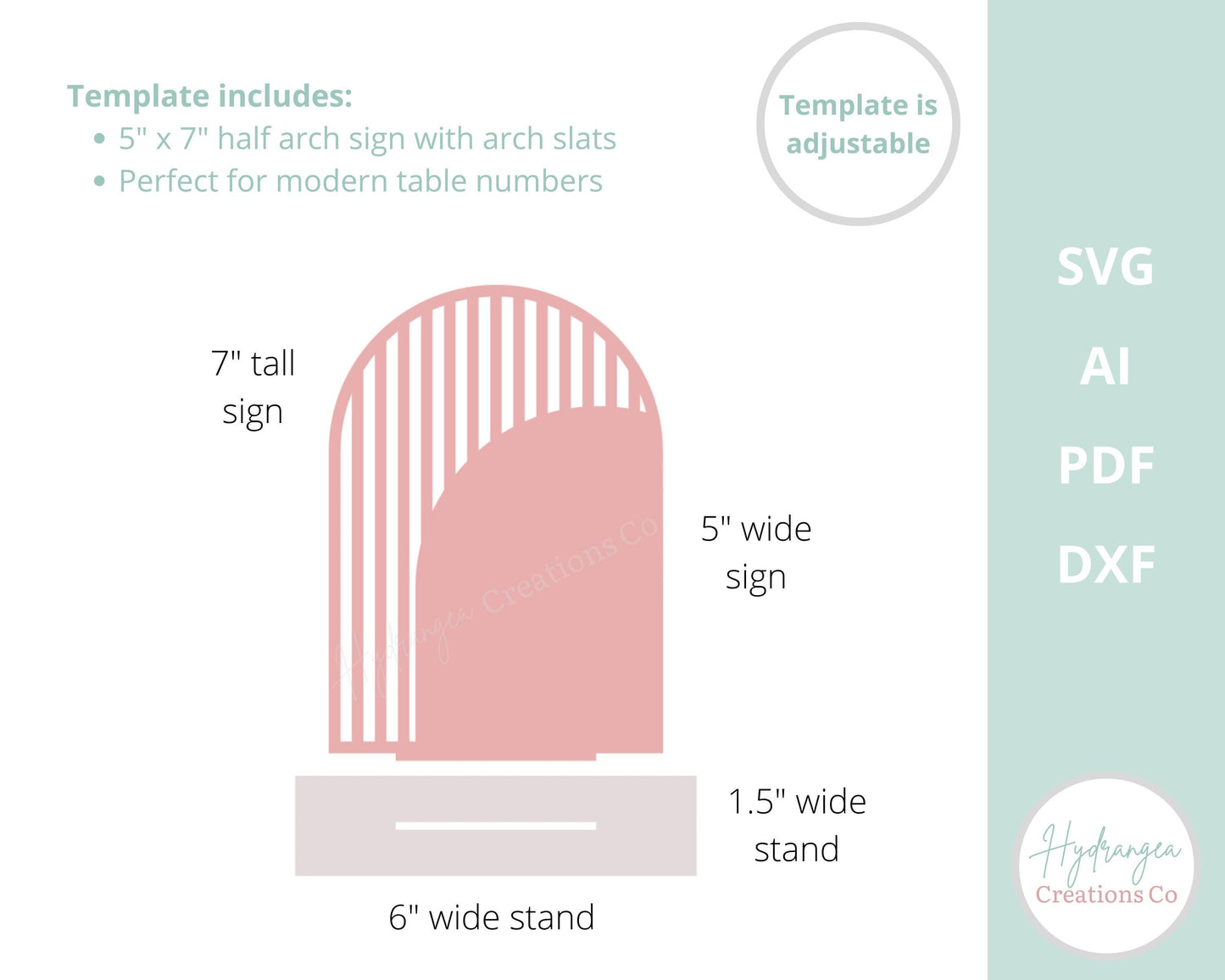 Modern Half Arch Table Numbers SVG Wedding Table Decor | Acrylic Sign Template | Unique Slats Gateway Signage | Glowforge Laser Cut File DXF