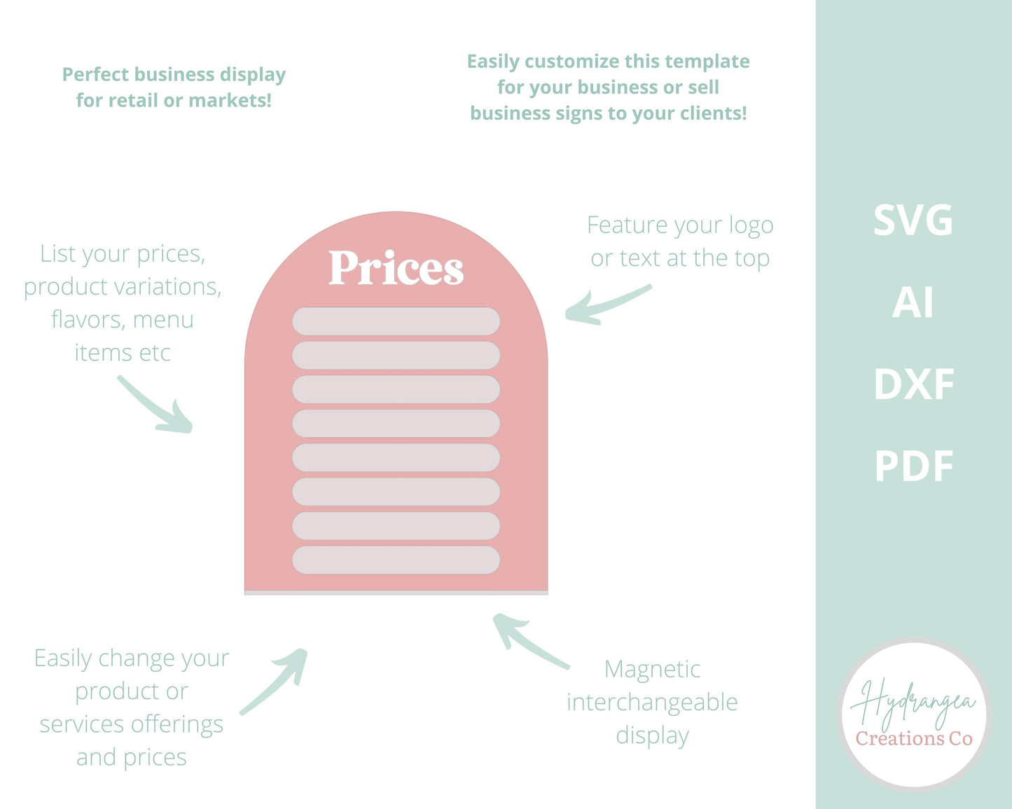 Magnetic Interchangeable Price Flavor Product Sign Laser File | Market Craft Show Retail Display | Acrylic Pricing List Sign | Bar Menu