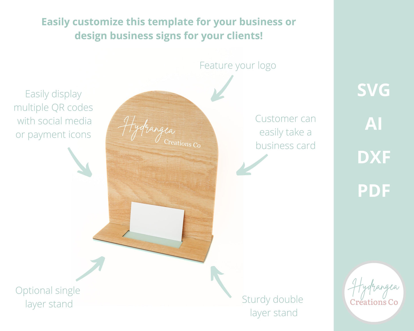 QR Code Business Card Holder SVG Laser Cut File | Market Sign Template | Social Media Pricing Sign