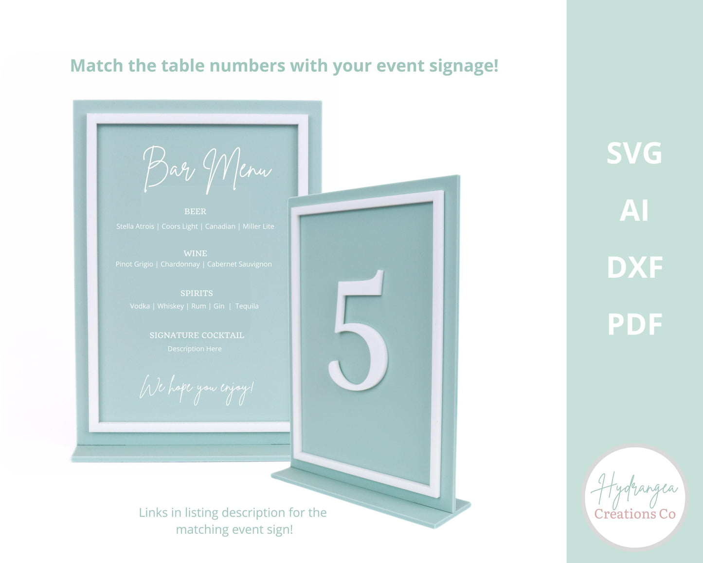 Rectangle Table Number SVG Laser Cut File Template Modern Minimalist Wedding Acrylic Wood Signage | Bridal Baby Shower Baptism Graduation