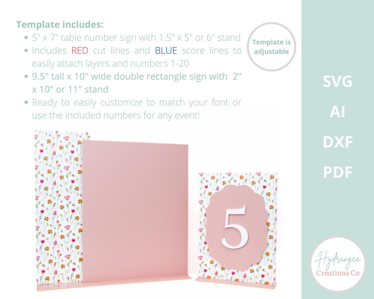 Wavy Table. File Wavy Table Number and Double Rectangle Sign Bundle | Laser Cut SVG Fil ...