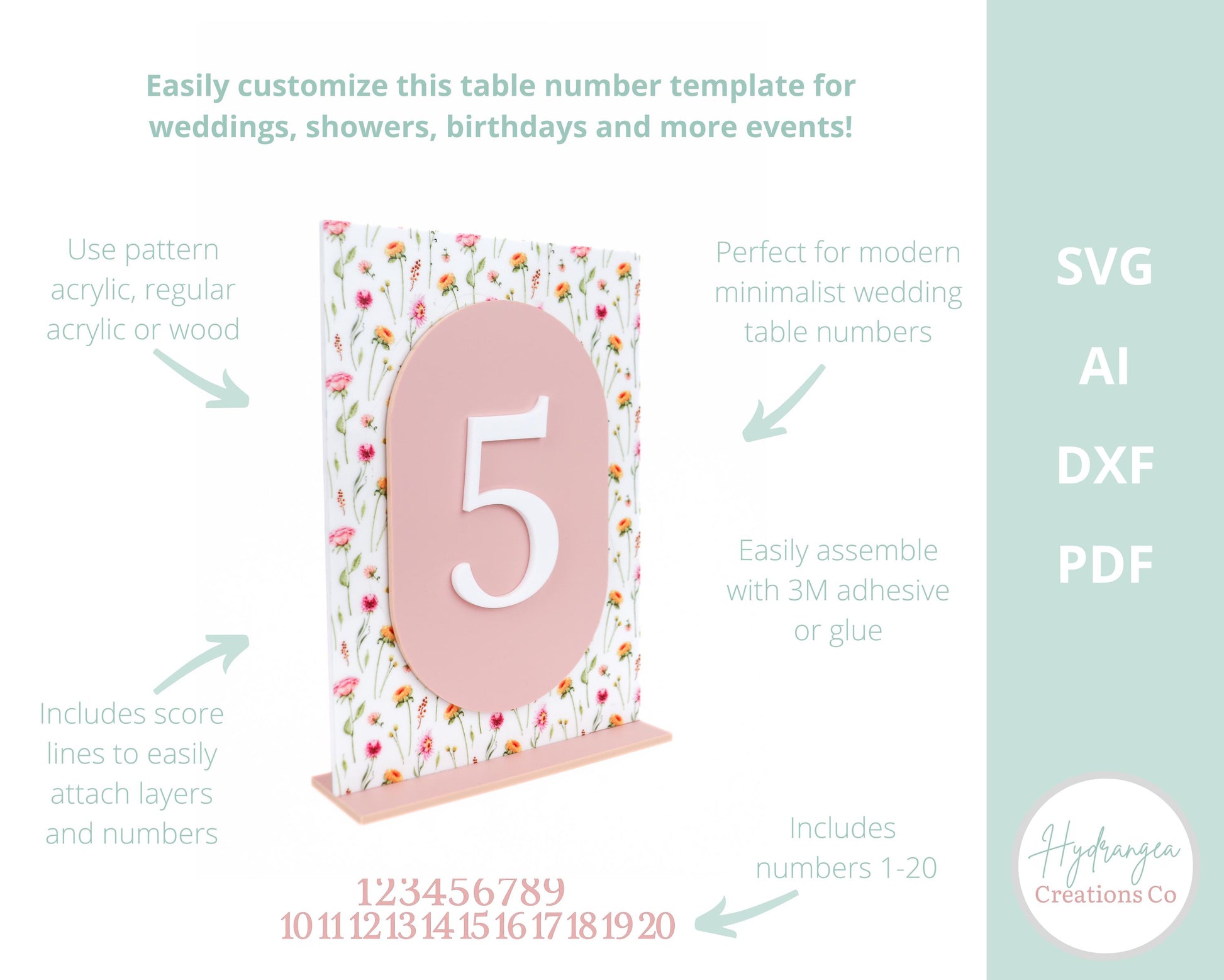 Table Number | Laser Cut SVG File