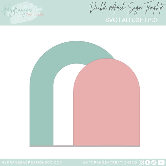 Double Arch Sign With Stand Template SVG Laser Cut File | Signature Drink Wedding Bar Menu Sign | Social Media Payment QR Code | Glowforge