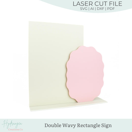 Double Wavy Rectangle Sign Template SVG Wedding Signage | Signature Drink Sign | Social Media Sign | Bridal Shower QR Code | Laser Cut File