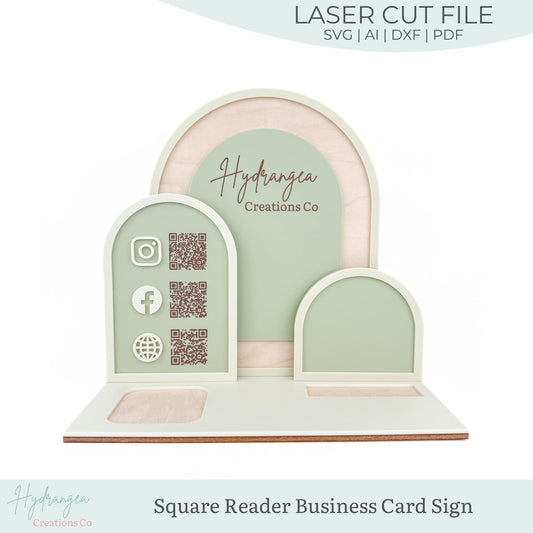 Triple Arch Square Reader Holder Template SVG | Payment Method Craft Show Display | QR Code Instagram Social Media Station | Laser Cut File