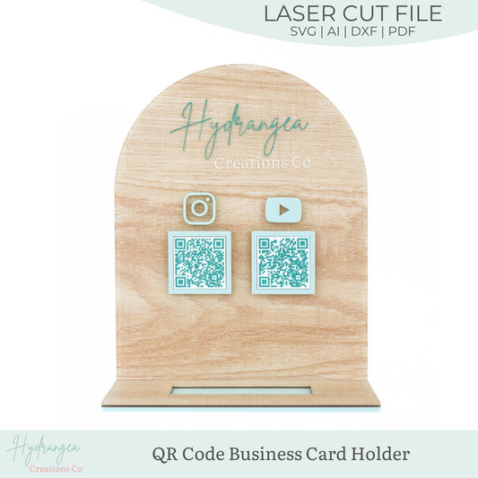Arch QR Code Business Card Holder Laser SVG Cut File | Payment Scan to Pay Sign | Business Card Holder | Market Craft Show Display