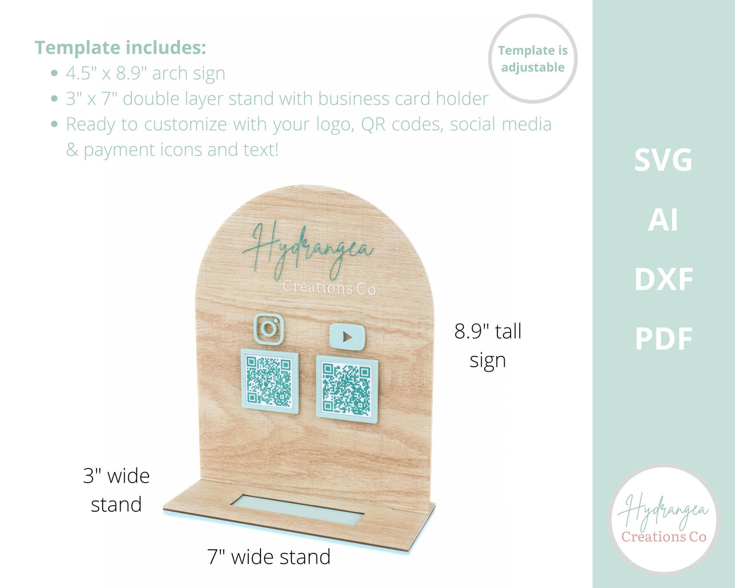Arch QR Code Business Card Holder Laser SVG Cut File | Payment Scan to Pay Sign | Business Card Holder | Market Craft Show Display