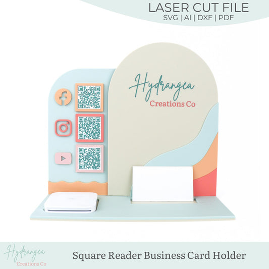 Rainbow Square Reader Business Card Holder SVG | Payment Method Craft Show Display | QR Code Instagram Social Media Station | Laser Cut File