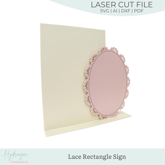 Lace Rectangle Sign Template SVG Signage | Signature Drink Sign | Social Media Sign | Bridal Wedding Shower Game QR Code | Laser Cut File