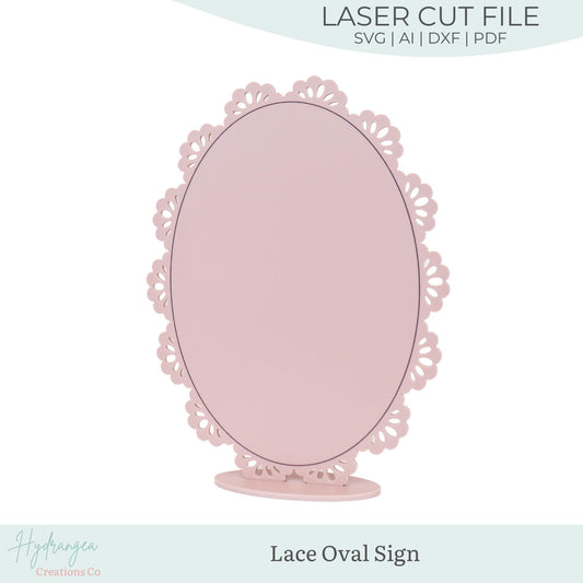 Lace Oval Sign Template SVG Signage | Signature Drink Sign | Social Media Sign | Bridal Wedding Shower Game QR Code | Laser Cut File