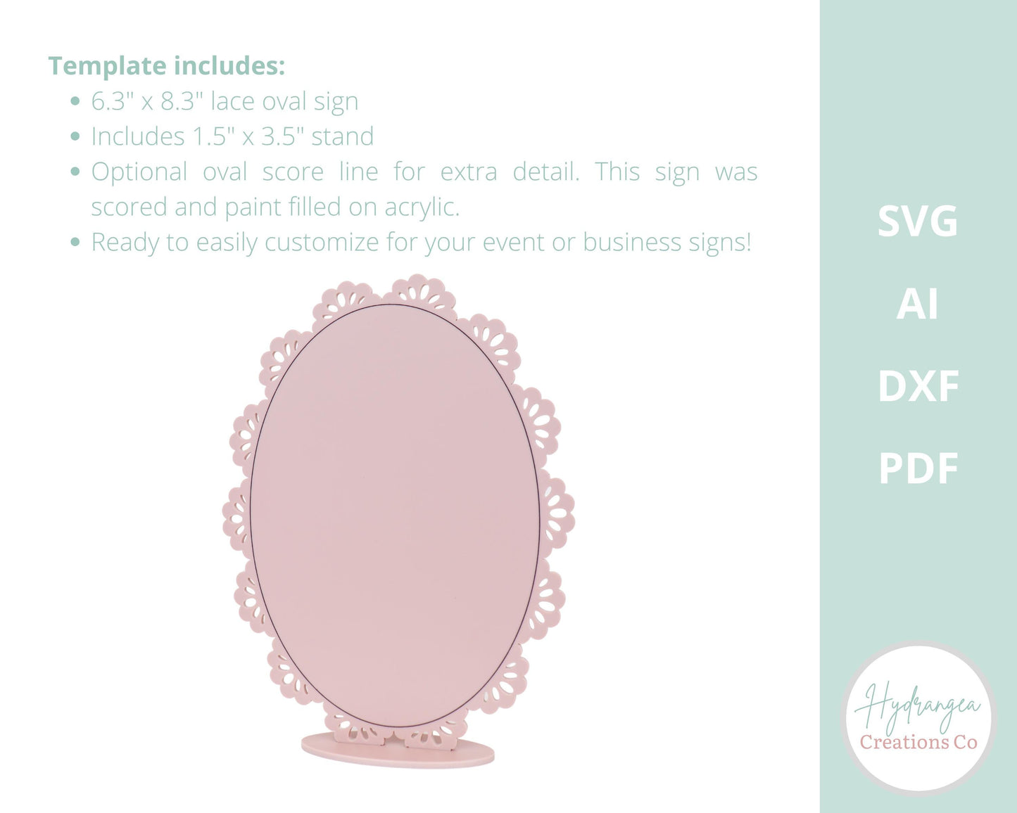 Lace Oval Sign Template SVG Signage | Signature Drink Sign | Social Media Sign | Bridal Wedding Shower Game QR Code | Laser Cut File